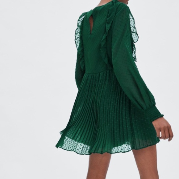 Zara Black Swiss Dot Jumpsuit Pleated Dress - Picture 5 of 16